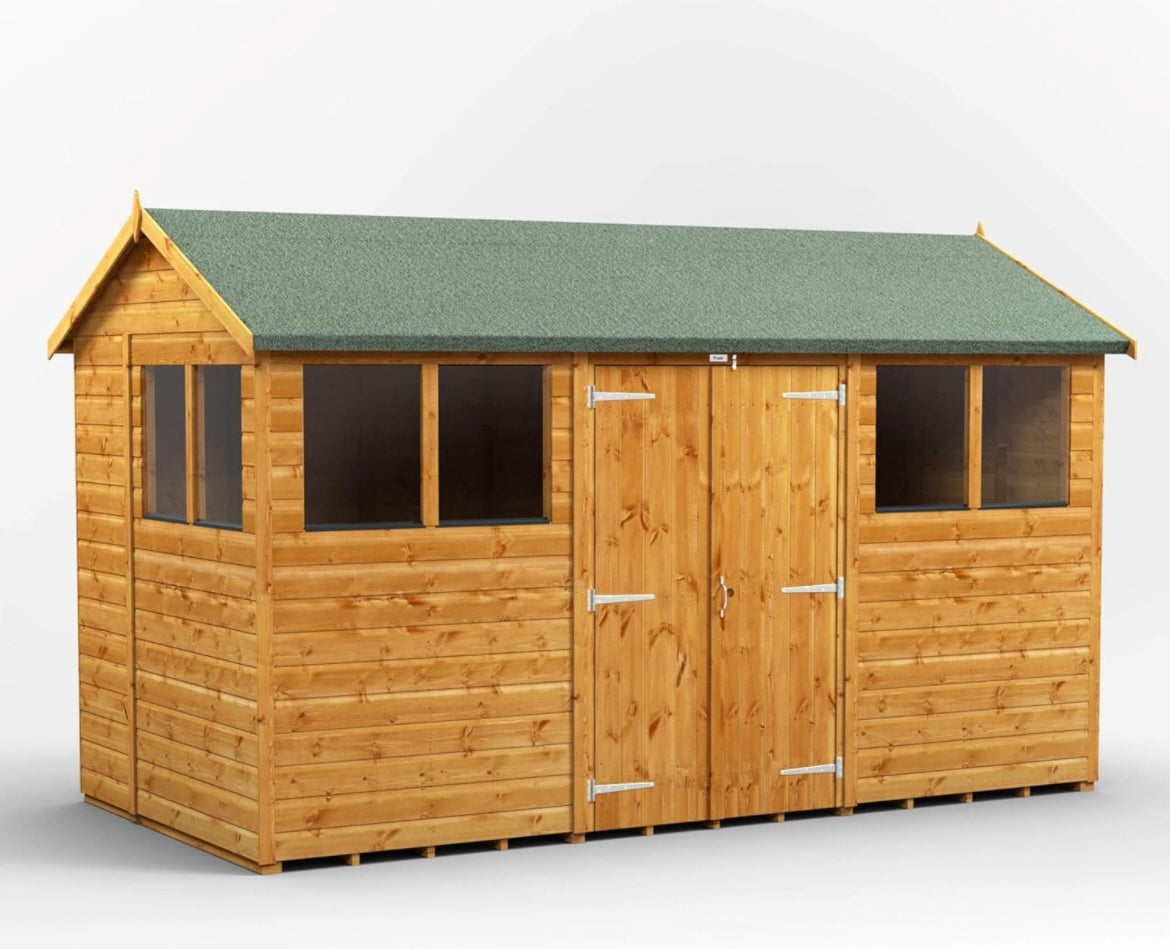 High Grade Premium Apex Garden Wooden Shed with Security Features (BASE INCLUDED)