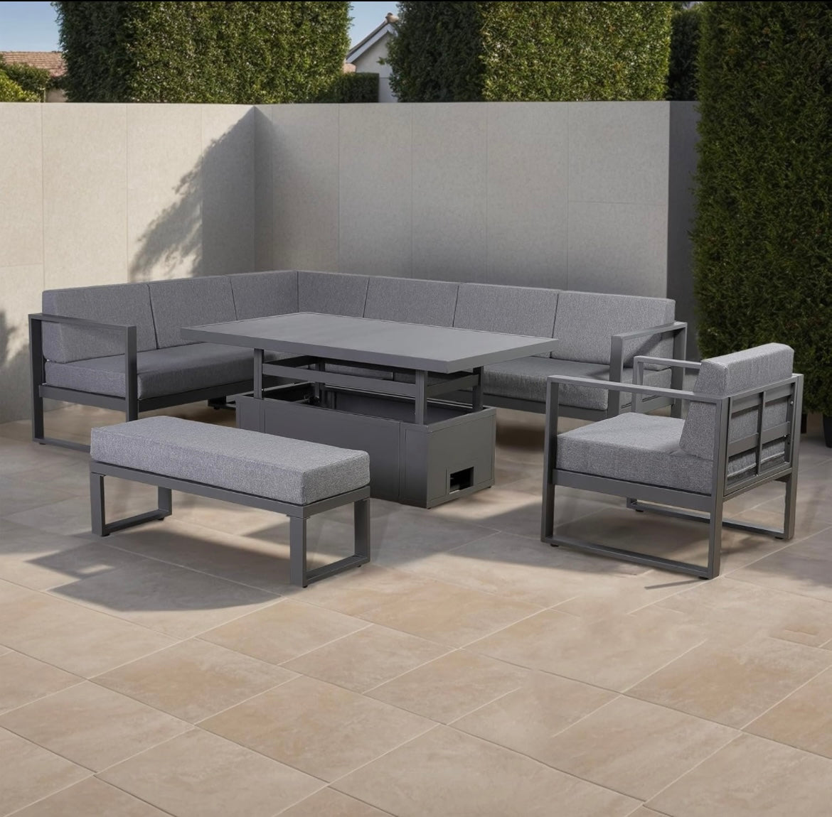 Rattan park Halo Range 9 seater Garden Furniture Square Corner Sofa Set With Rising Table,