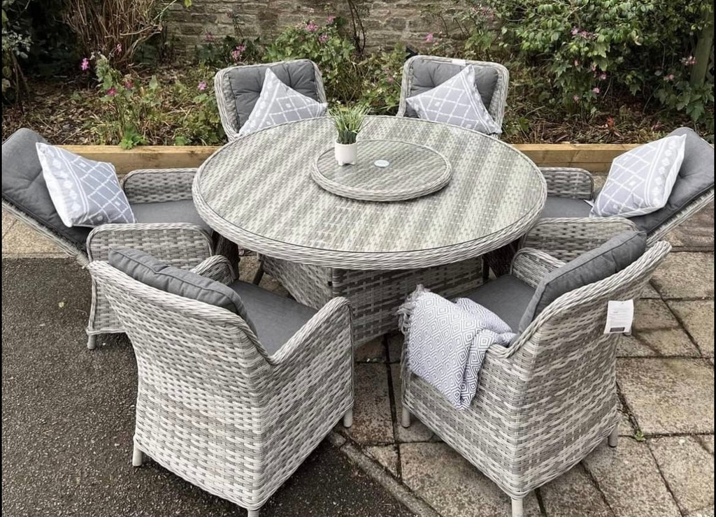 chelsea home and leisure ltd Rattan Garden Furniture Round Table dining Set reclining chairs