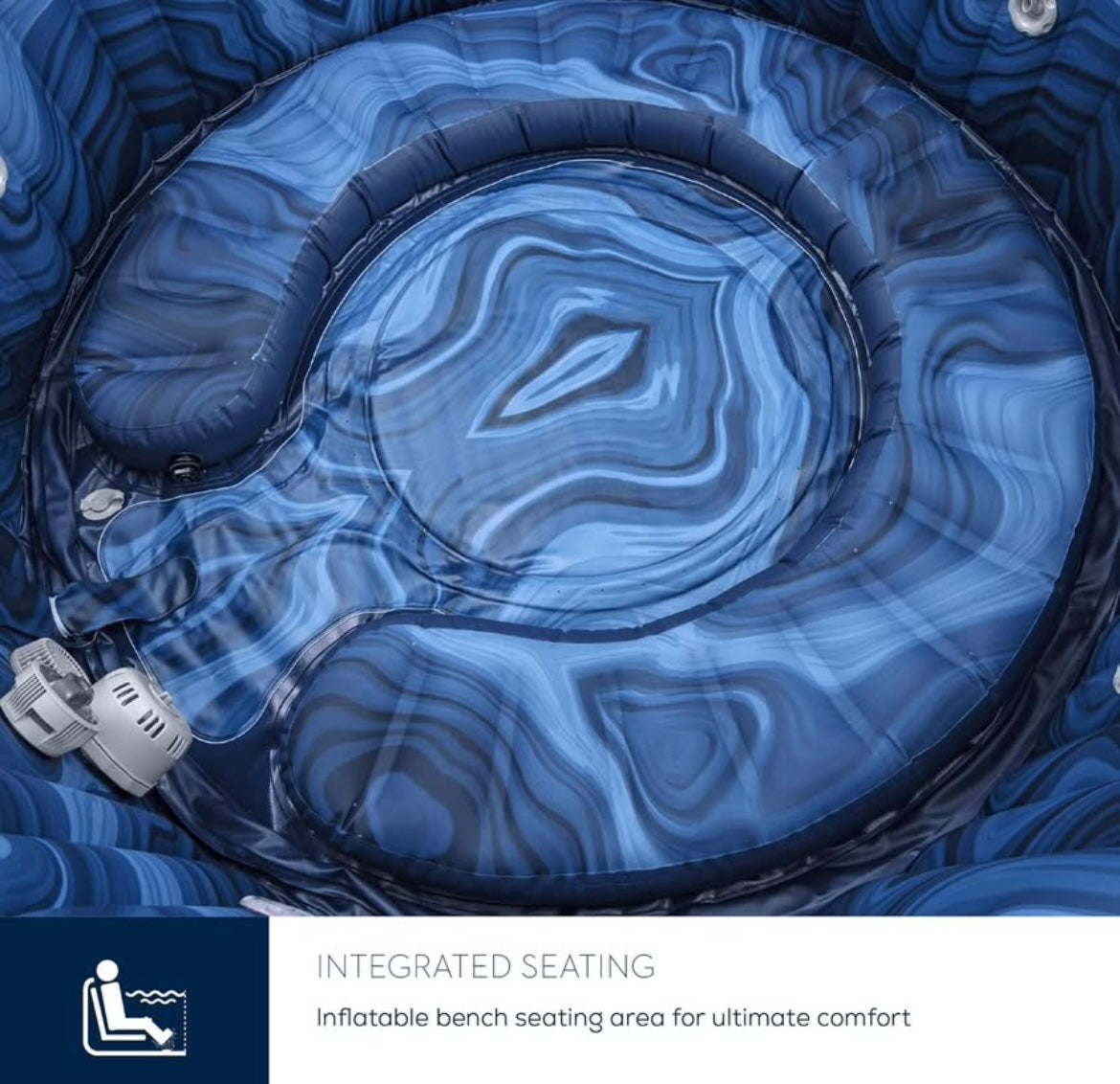 Lay-Z-Spa Santorini Pro Built in LED Light, 10 HydroJet System, Integrated Seats