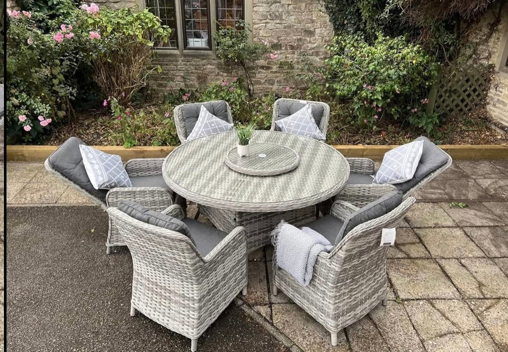 chelsea home and leisure ltd Rattan Garden Furniture Round Table dining Set reclining chairs