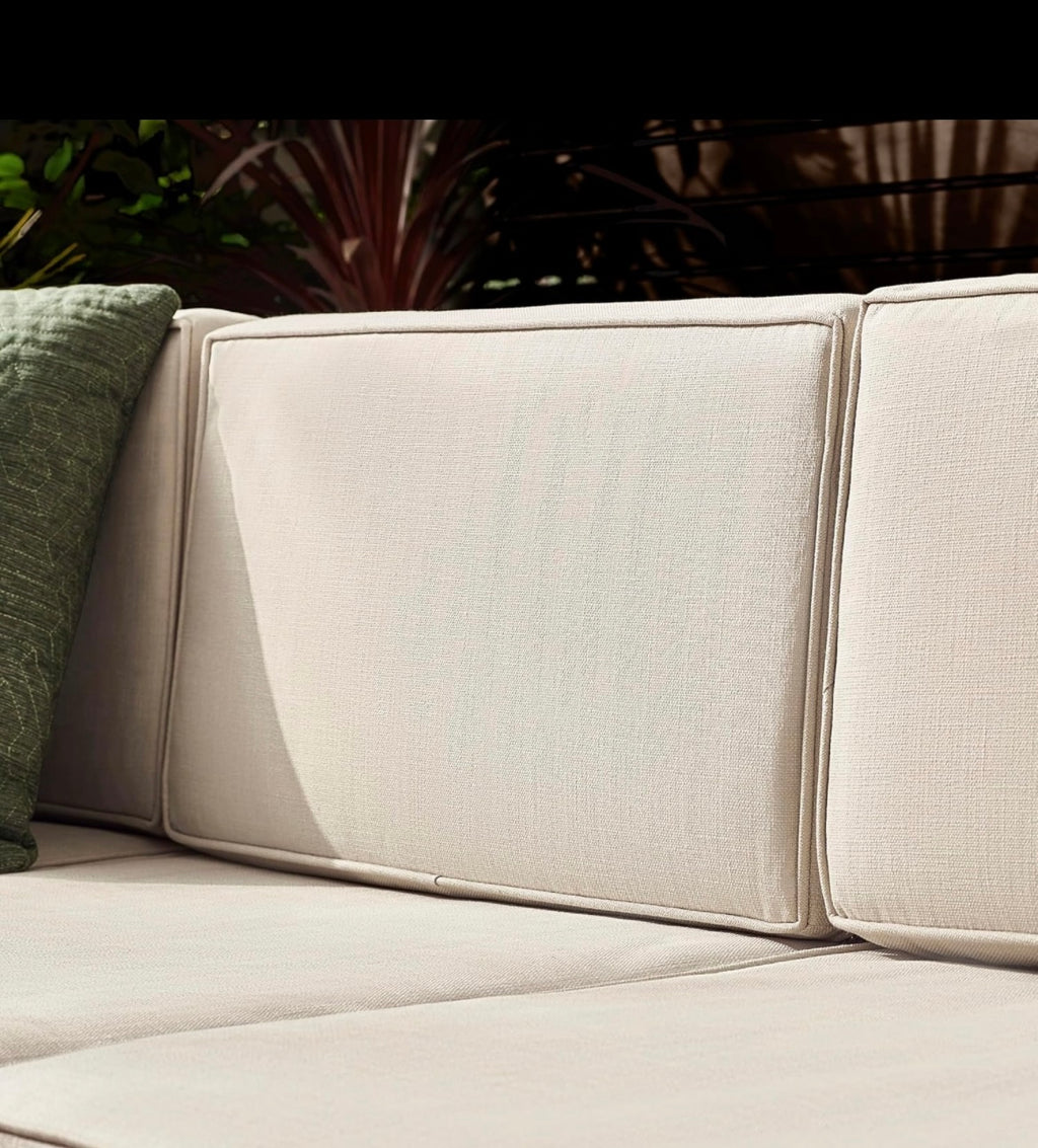 Furniturebox UK Orlando 8 Seat Modular Outdoor Rattan Sofa - Beige with Taupe Cushions