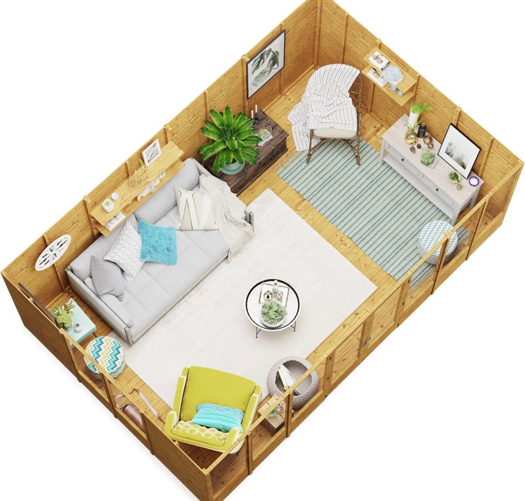 BillyOh Petra 16x10 Reverse Apex Summer House Shed, Log Cabin | Wooden Garden Room (BASE INCLUDED)