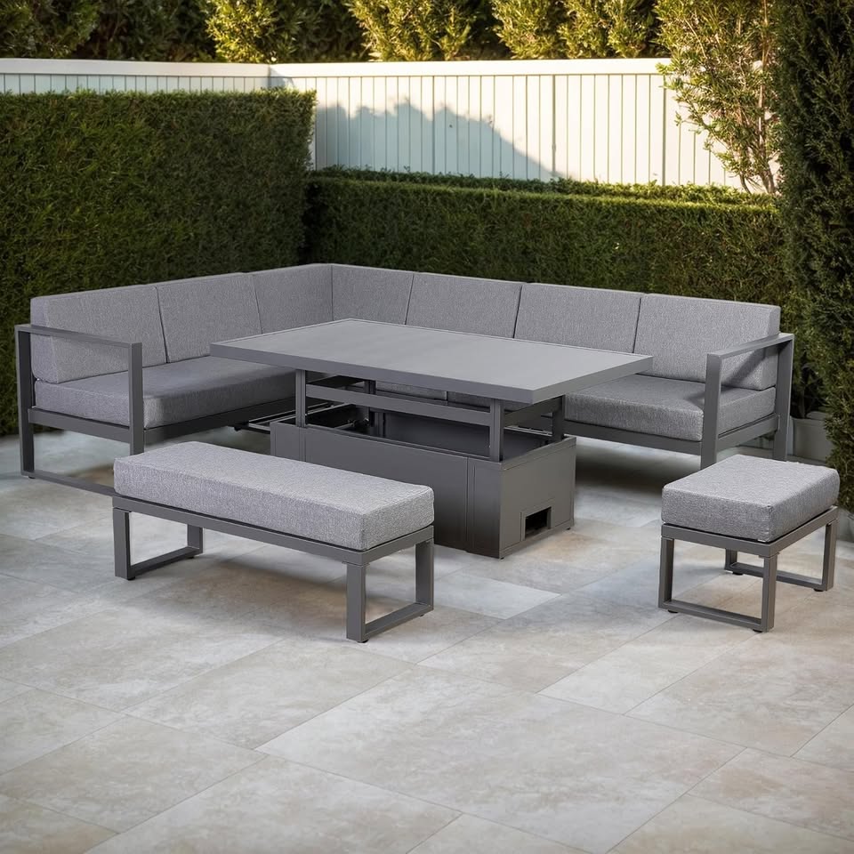 Rattan park Halo Range 9 seater Garden Furniture Square Corner Sofa Set With Rising Table
