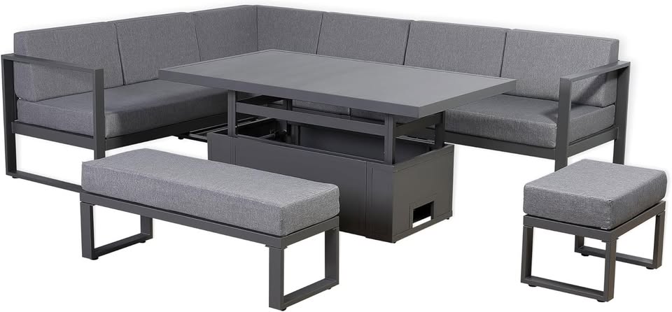 Rattan park Halo Range 9 seater Garden Furniture Square Corner Sofa Set With Rising Table