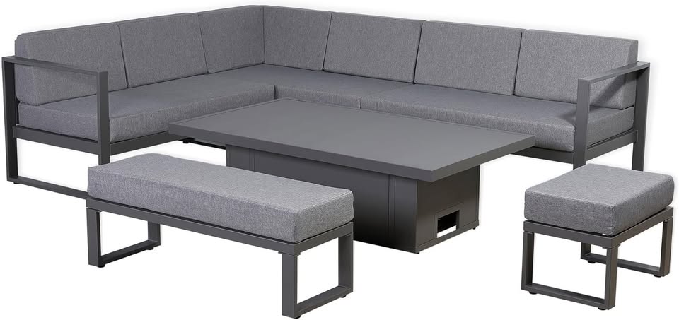 Rattan park Halo Range 9 seater Garden Furniture Square Corner Sofa Set With Rising Table