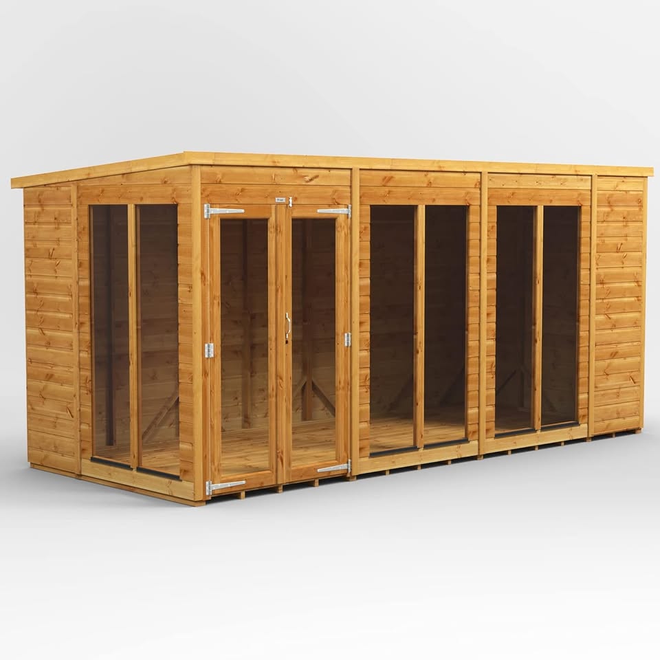 High Grade Premium Pent Summer House Wooden Shed with PVC Window sills, Door & Windows