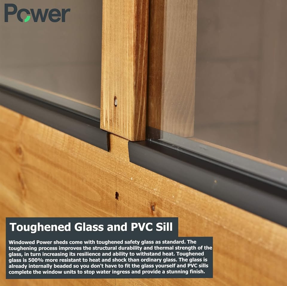 High Grade Premium Pent Summer House Wooden Shed with PVC Window sills, Door & Windows