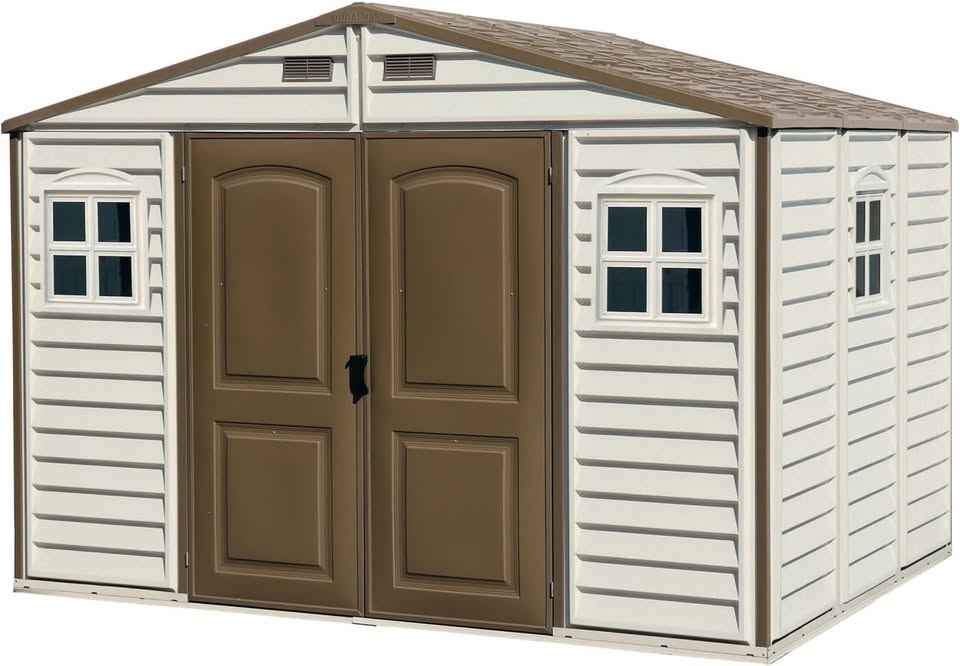 Duramax WoodSide 10 x 8 (8.02 m2) Plastic Garden Shed with 3 Fixed Windows & Metal